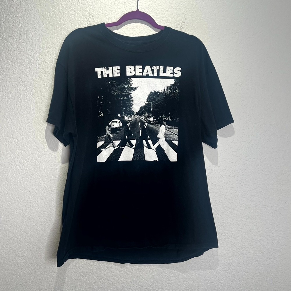 Vintage‎ 90s The Beatles Abbey Road T Shirt Mens XL Black Graphic Print Cotton